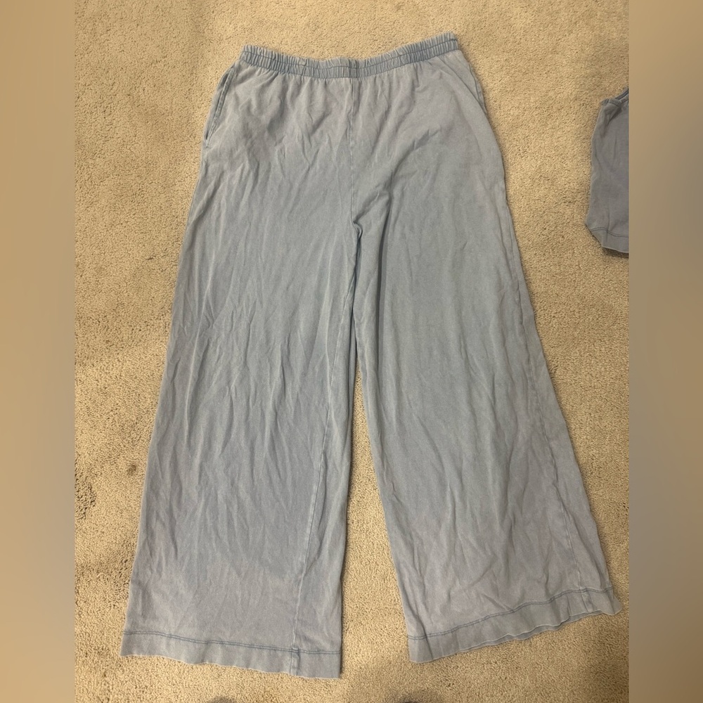 Z Supply Sloane tank with Scout wide leg pants set in light denim jersey materia